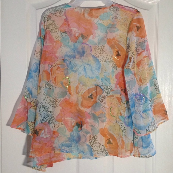 FINAL MARKDOWN Women's Raiment Fashions Sheer Sequined Top medium - Picture 3 of 3